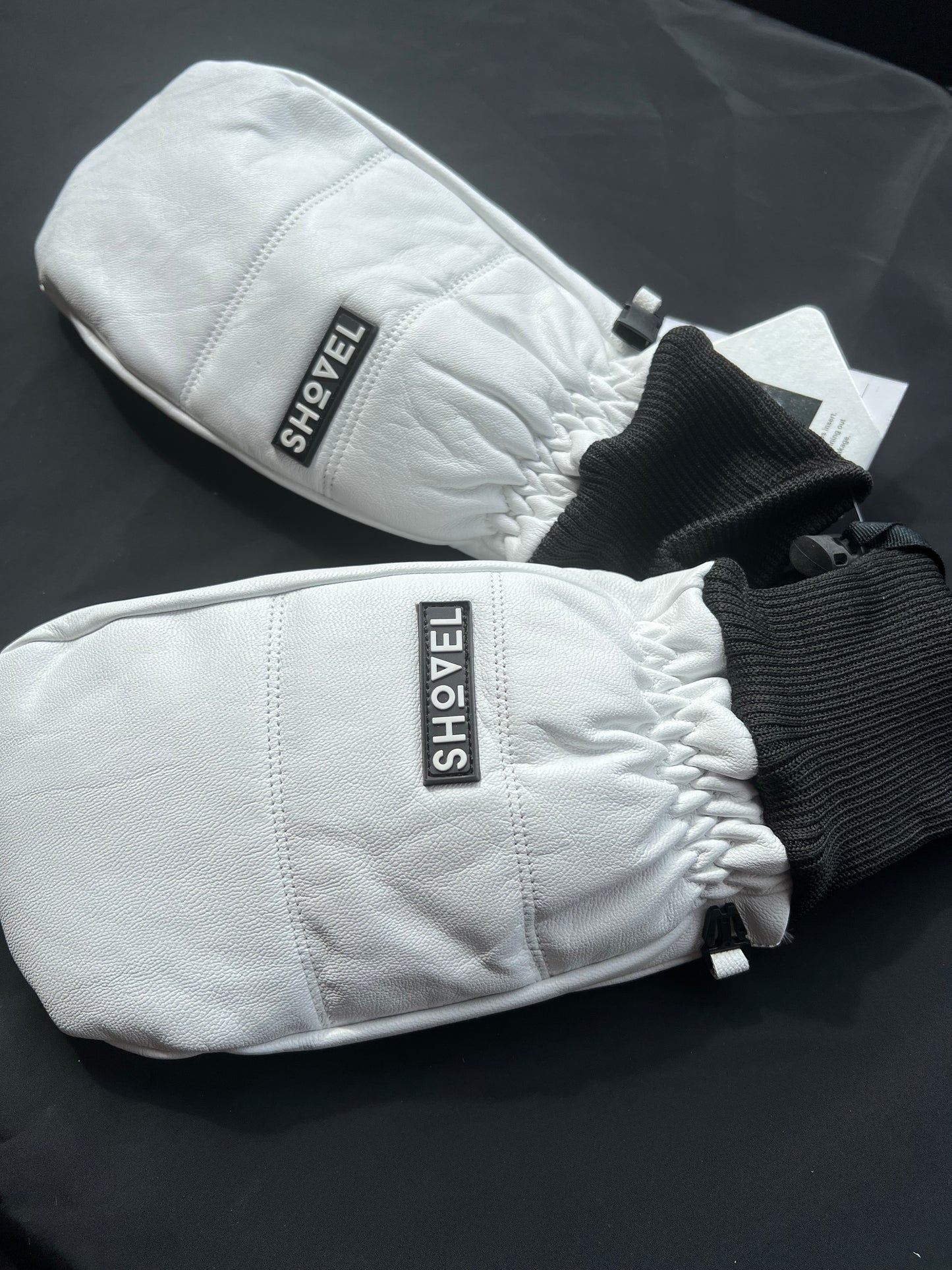New Improved White Leather Mitts